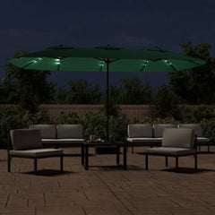 vidaXL Double-Head Garden Parasol with LEDs Green 449x265 cm 3