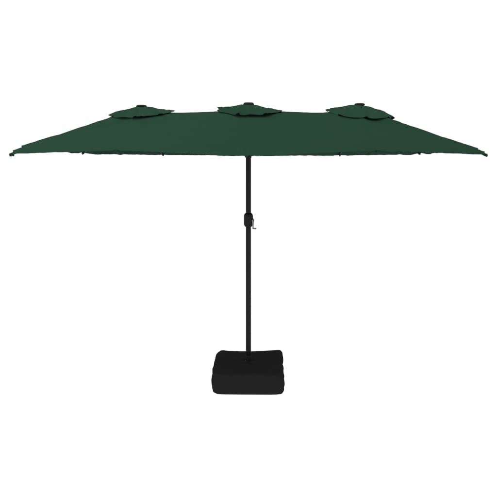 vidaXL Double-Head Garden Parasol with LEDs Green 449x265 cm 4