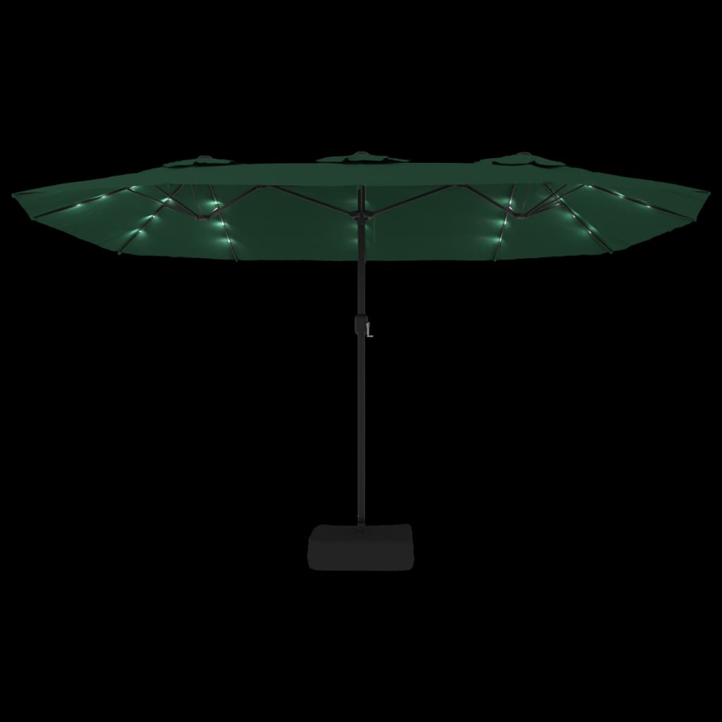 vidaXL Double-Head Garden Parasol with LEDs Green 449x265 cm 6