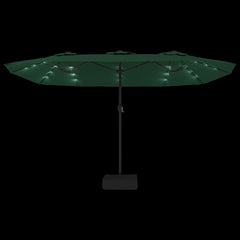 vidaXL Double-Head Garden Parasol with LEDs Green 449x265 cm 6