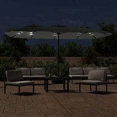 vidaXL Double-Head Garden Parasol with LEDs Anthracite 449x265 cm 3