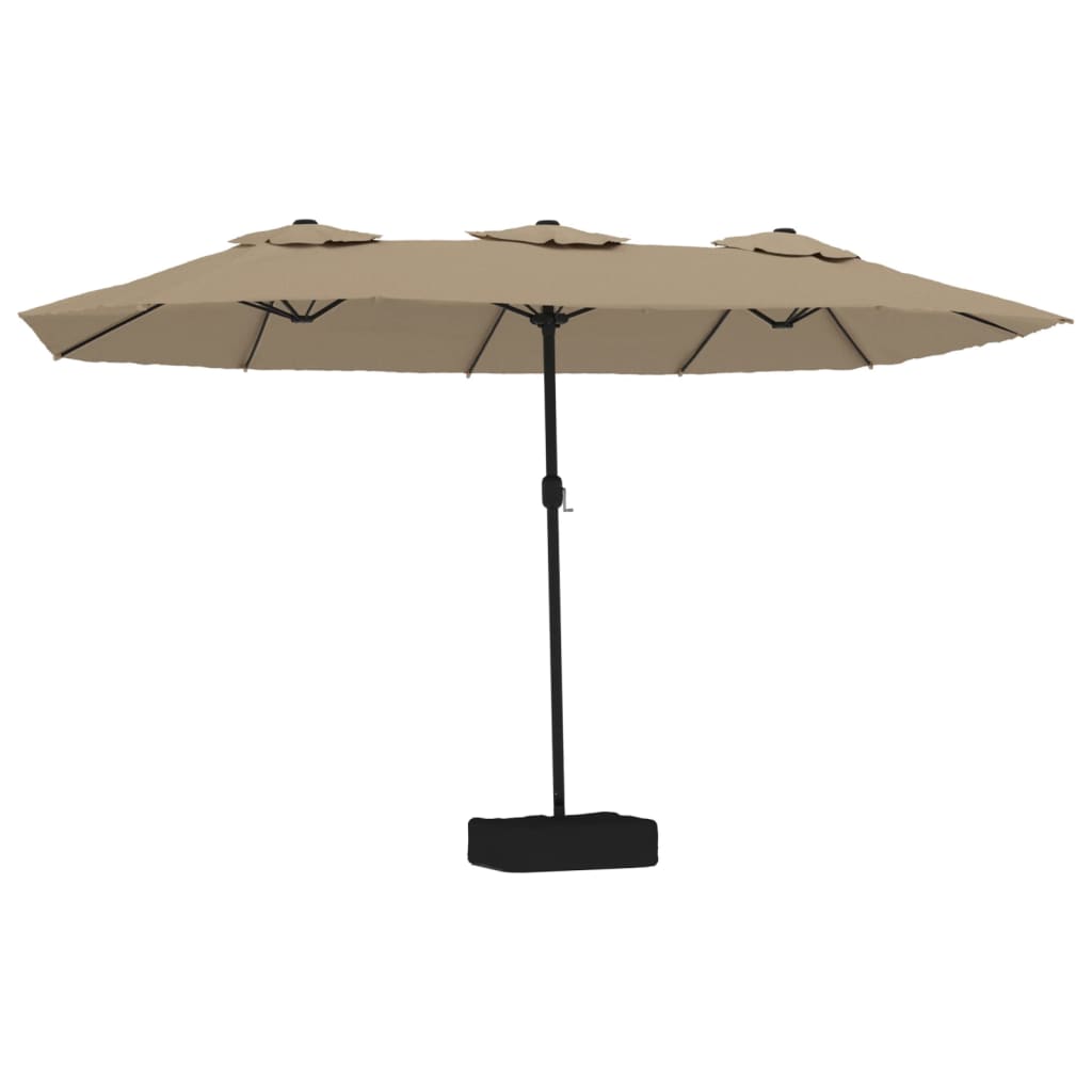 vidaXL Double-Head Garden Parasol with LEDs Taupe 449x265 cm 2
