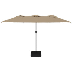 vidaXL Double-Head Garden Parasol with LEDs Taupe 449x265 cm 4