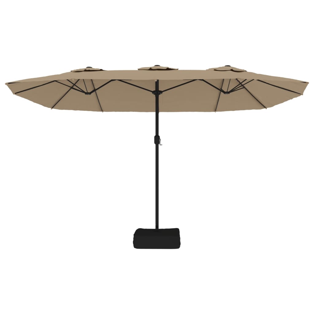 vidaXL Double-Head Garden Parasol with LEDs Taupe 449x265 cm 5