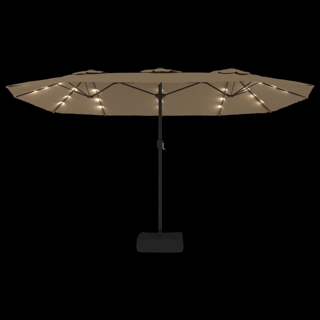 vidaXL Double-Head Garden Parasol with LEDs Taupe 449x265 cm 6