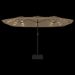 vidaXL Double-Head Garden Parasol with LEDs Taupe 449x265 cm 6