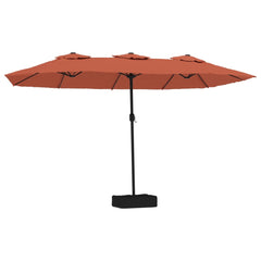 vidaXL Double-Head Garden Parasol with LEDs Terracotta 449x265 cm 2