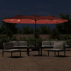 vidaXL Double-Head Garden Parasol with LEDs Terracotta 449x265 cm 3
