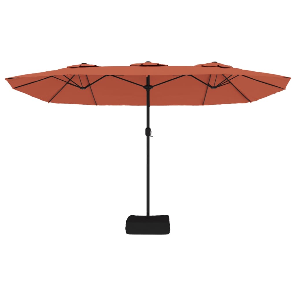 vidaXL Double-Head Garden Parasol with LEDs Terracotta 449x265 cm 5