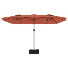 vidaXL Double-Head Garden Parasol with LEDs Terracotta 449x265 cm 5