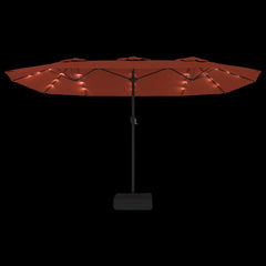 vidaXL Double-Head Garden Parasol with LEDs Terracotta 449x265 cm 6