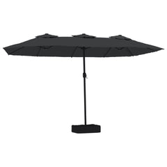 vidaXL Double-Head Garden Parasol with LEDs Black 449x265 cm 2