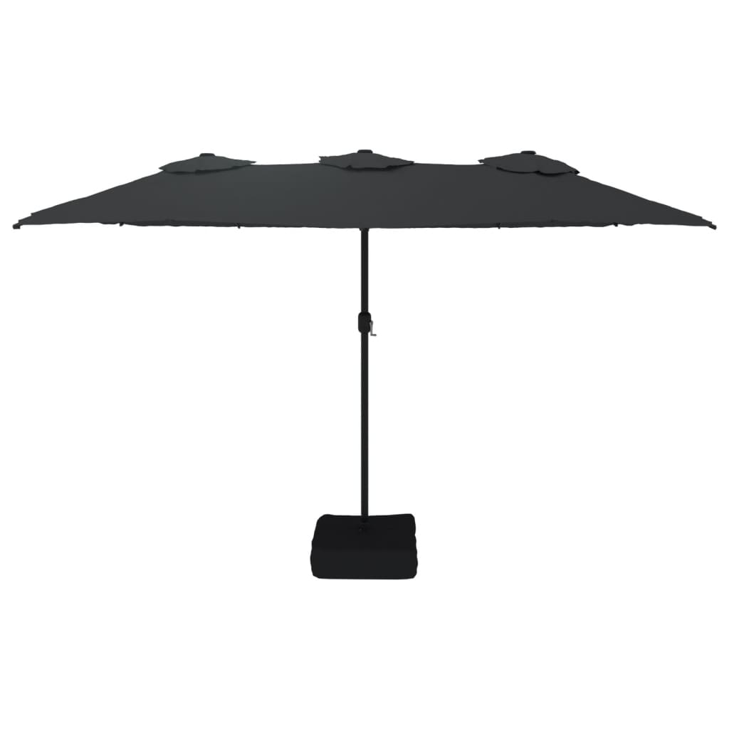 vidaXL Double-Head Garden Parasol with LEDs Black 449x265 cm 4