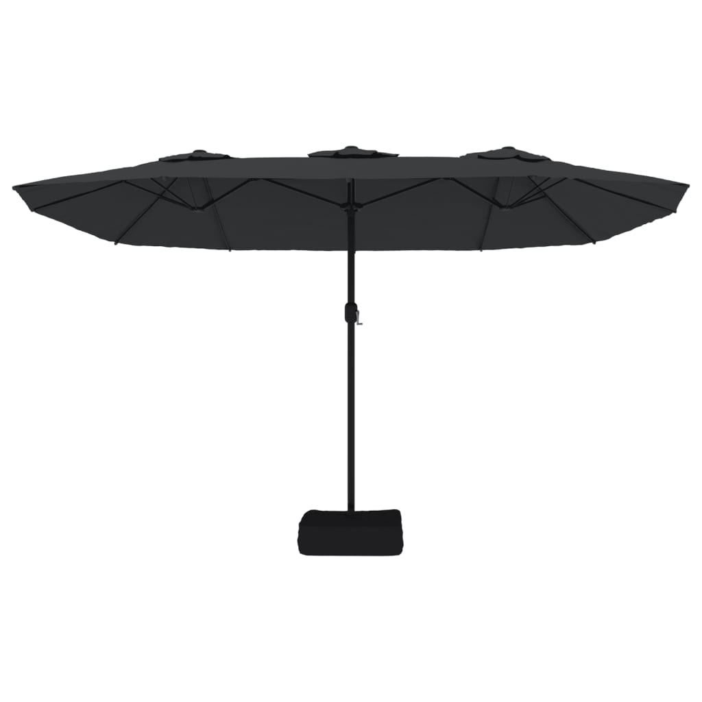 vidaXL Double-Head Garden Parasol with LEDs Black 449x265 cm 5