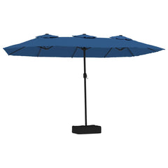 vidaXL Double-Head Garden Parasol with LEDs Azure Blue 449x265 cm 2