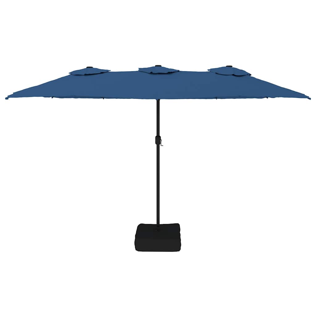 vidaXL Double-Head Garden Parasol with LEDs Azure Blue 449x265 cm 4