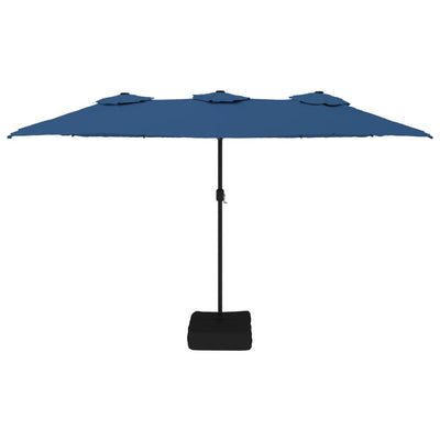 Double-Head Parasol with LEDs Azure Blue 449x245 cm