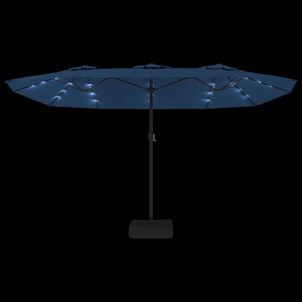 vidaXL Double-Head Garden Parasol with LEDs Azure Blue 449x265 cm 6