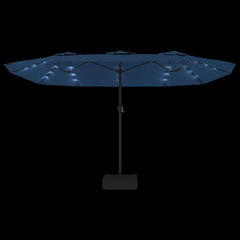vidaXL Double-Head Garden Parasol with LEDs Azure Blue 449x265 cm 6