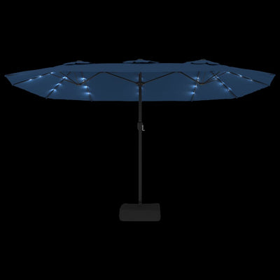 Double-Head Parasol with LEDs Azure Blue 449x245 cm