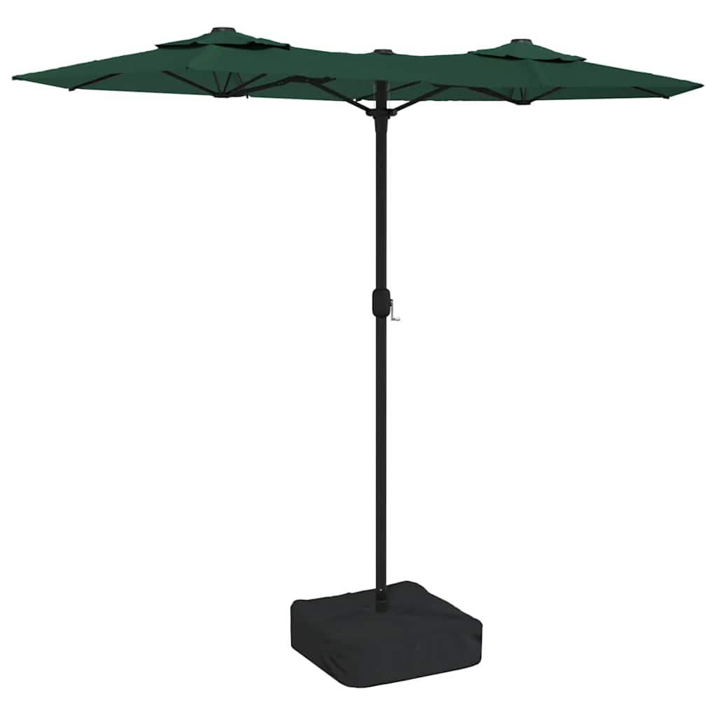 vidaXL Double-Head Garden Parasol with LEDs Green 316x145 cm 2
