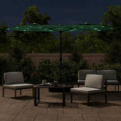 vidaXL Double-Head Garden Parasol with LEDs Green 316x145 cm 3