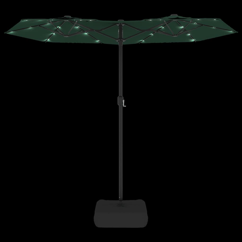 vidaXL Double-Head Garden Parasol with LEDs Green 316x145 cm 6