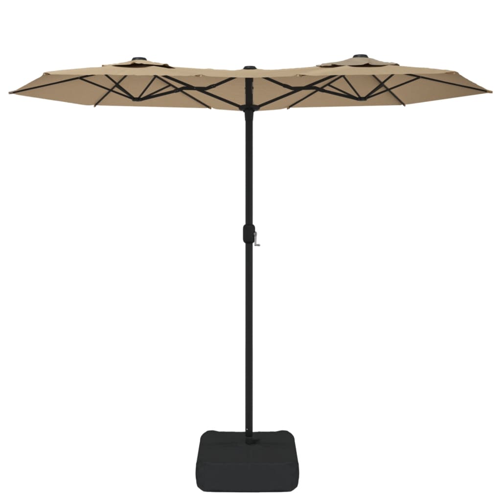 vidaXL Double-Head Garden Parasol with LEDs Taupe 316x145 cm 4