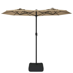 vidaXL Double-Head Garden Parasol with LEDs Taupe 316x145 cm 4