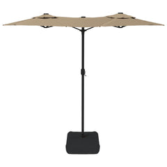 vidaXL Double-Head Garden Parasol with LEDs Taupe 316x145 cm 5
