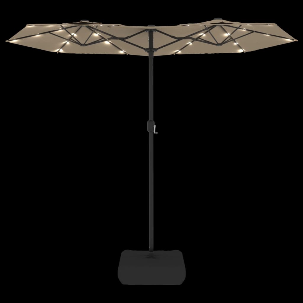 vidaXL Double-Head Garden Parasol with LEDs Taupe 316x145 cm 6