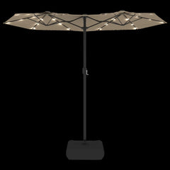vidaXL Double-Head Garden Parasol with LEDs Taupe 316x145 cm 6