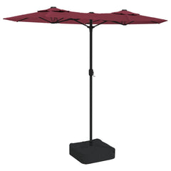 vidaXL Double-Head Garden Parasol with LEDs Bordeaux Red 316x145 cm 2