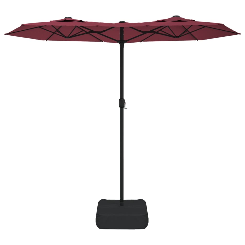 vidaXL Double-Head Garden Parasol with LEDs Bordeaux Red 316x145 cm 4