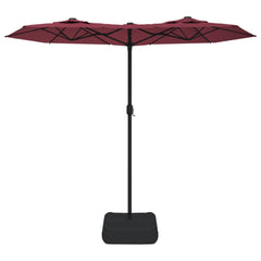 vidaXL Double-Head Garden Parasol with LEDs Bordeaux Red 316x145 cm 4