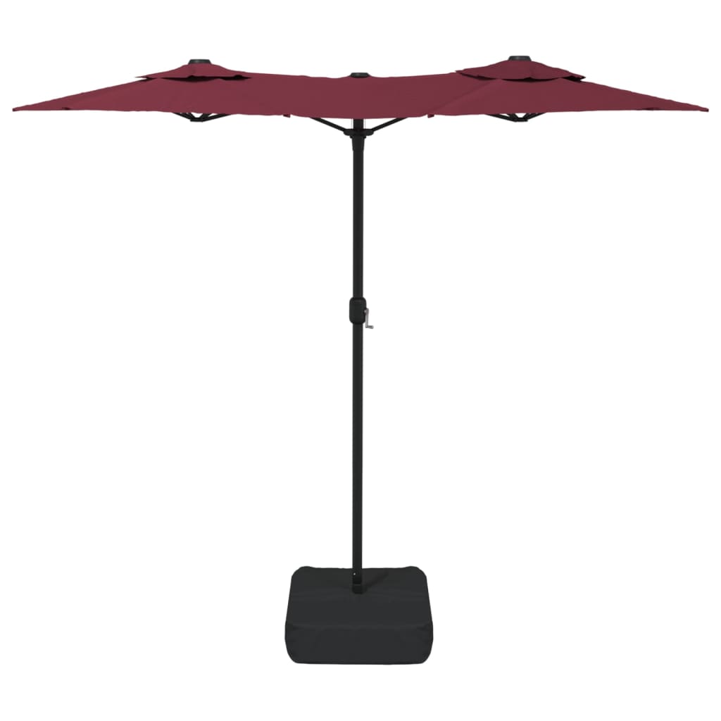 vidaXL Double-Head Garden Parasol with LEDs Bordeaux Red 316x145 cm 5