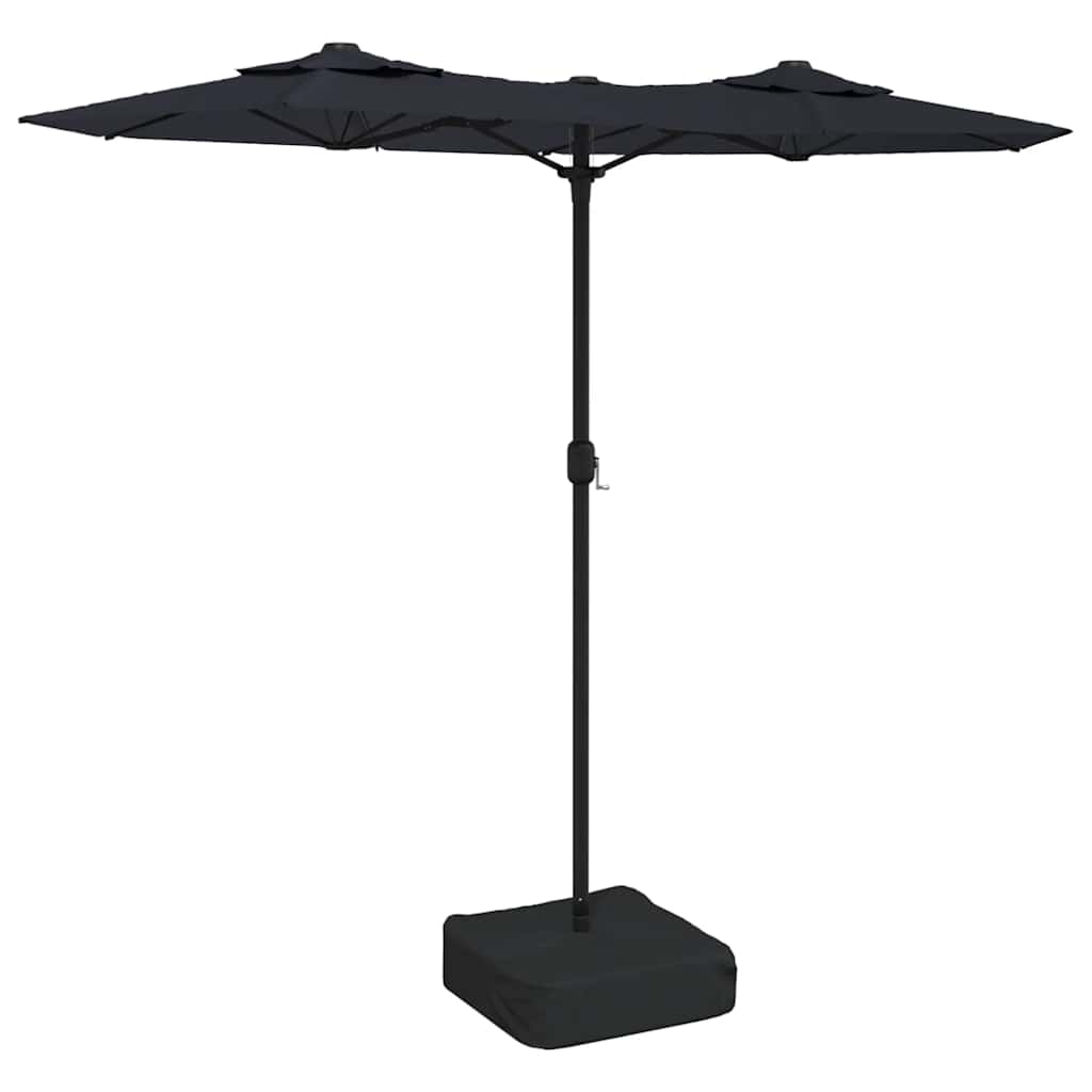 vidaXL Double-Head Garden Parasol with LEDs Black 316x145 cm 2