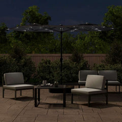 vidaXL Double-Head Garden Parasol with LEDs Black 316x145 cm 3