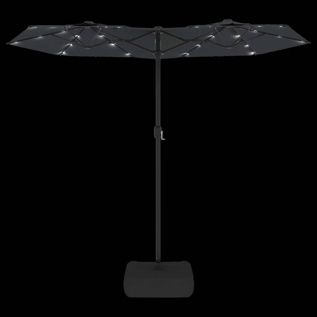 vidaXL Double-Head Garden Parasol with LEDs Black 316x145 cm 6