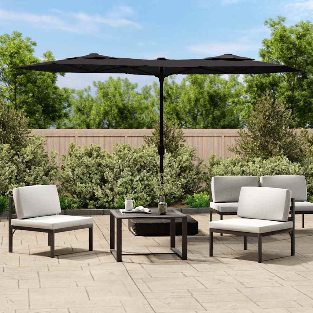 vidaXL Double-Head Garden Parasol with LEDs Black 316x145 cm 1