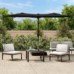 vidaXL Double-Head Garden Parasol with LEDs Black 316x145 cm 1