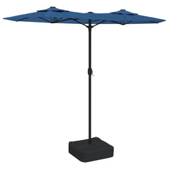 vidaXL Double-Head Garden Parasol with LEDs Azure Blue 316x145 cm 2