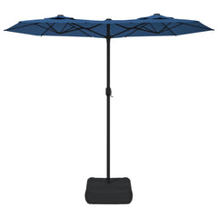 vidaXL Double-Head Garden Parasol with LEDs Azure Blue 316x145 cm 4