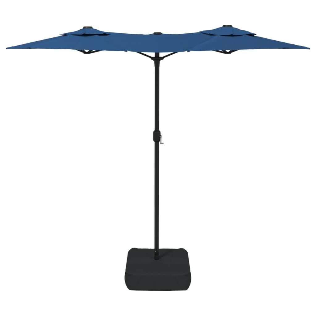 vidaXL Double-Head Garden Parasol with LEDs Azure Blue 316x145 cm 5