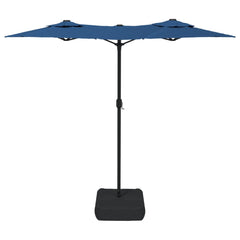 vidaXL Double-Head Garden Parasol with LEDs Azure Blue 316x145 cm 5