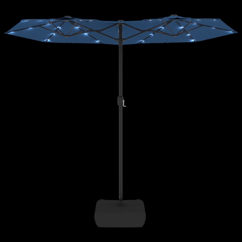 vidaXL Double-Head Garden Parasol with LEDs Azure Blue 316x145 cm 6