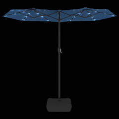 vidaXL Double-Head Garden Parasol with LEDs Azure Blue 316x145 cm 6