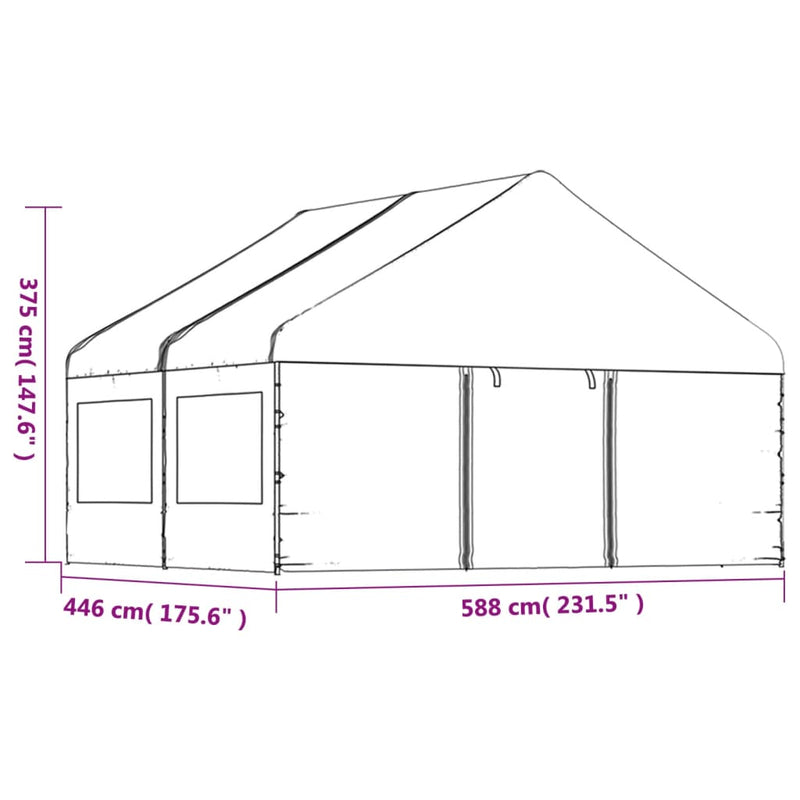 Gazebo with Roof White 4.46x5.88x3.75 m Polyethylene