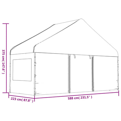 Gazebo with Roof White 4.46x5.88x3.75 m Polyethylene