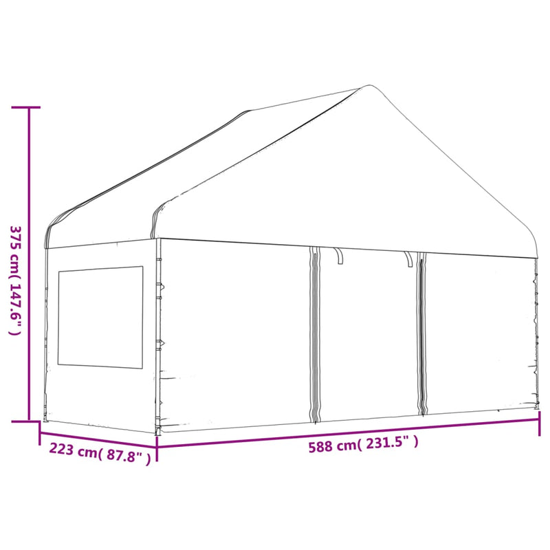 Gazebo with Roof White 4.46x5.88x3.75 m Polyethylene